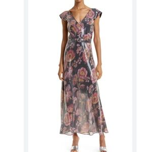 NWT 2025 Ted Baker Ninia Floral V-Neck Sequin Dress Sz US 6 Or Ted Sz 2